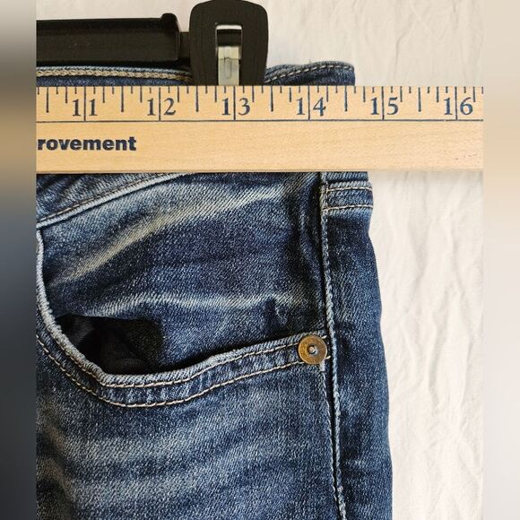 MISS ME Jeans Women's Sz 30 (29x24.5)  Blue Crop Boot Low-Rise Raw Hem GUC - Picture 7 of 9